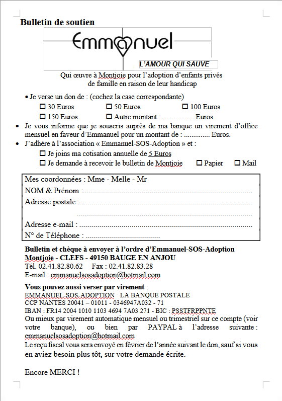 Buletin d'adhésion